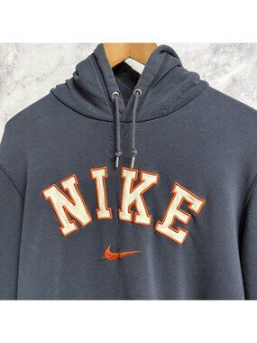 Nike Center Swoosh Hoodie Sweatshirt Mens Large Blue Embroidered